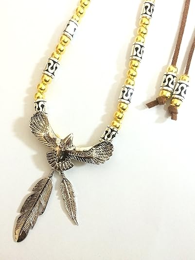 Amazon インディアン イーグル フェザー ネックレス ネイティブアメリカン アジアン ゴールド ファッション ゴローズ好き ネックレス 通販