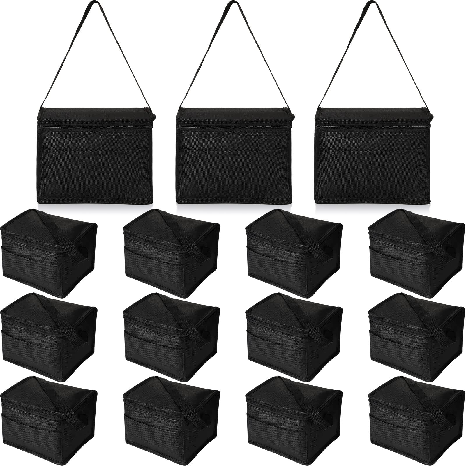 Photo 1 of Nuogo 15 Pack Insulated Lunch Bags Bulk, Reusable Cooler Boxes, Leakproof Lunch Boxes Set, Waterproof Thermal Coolers, Insulated Beverage Bag for Women Men Work Picnic Beach(Black)