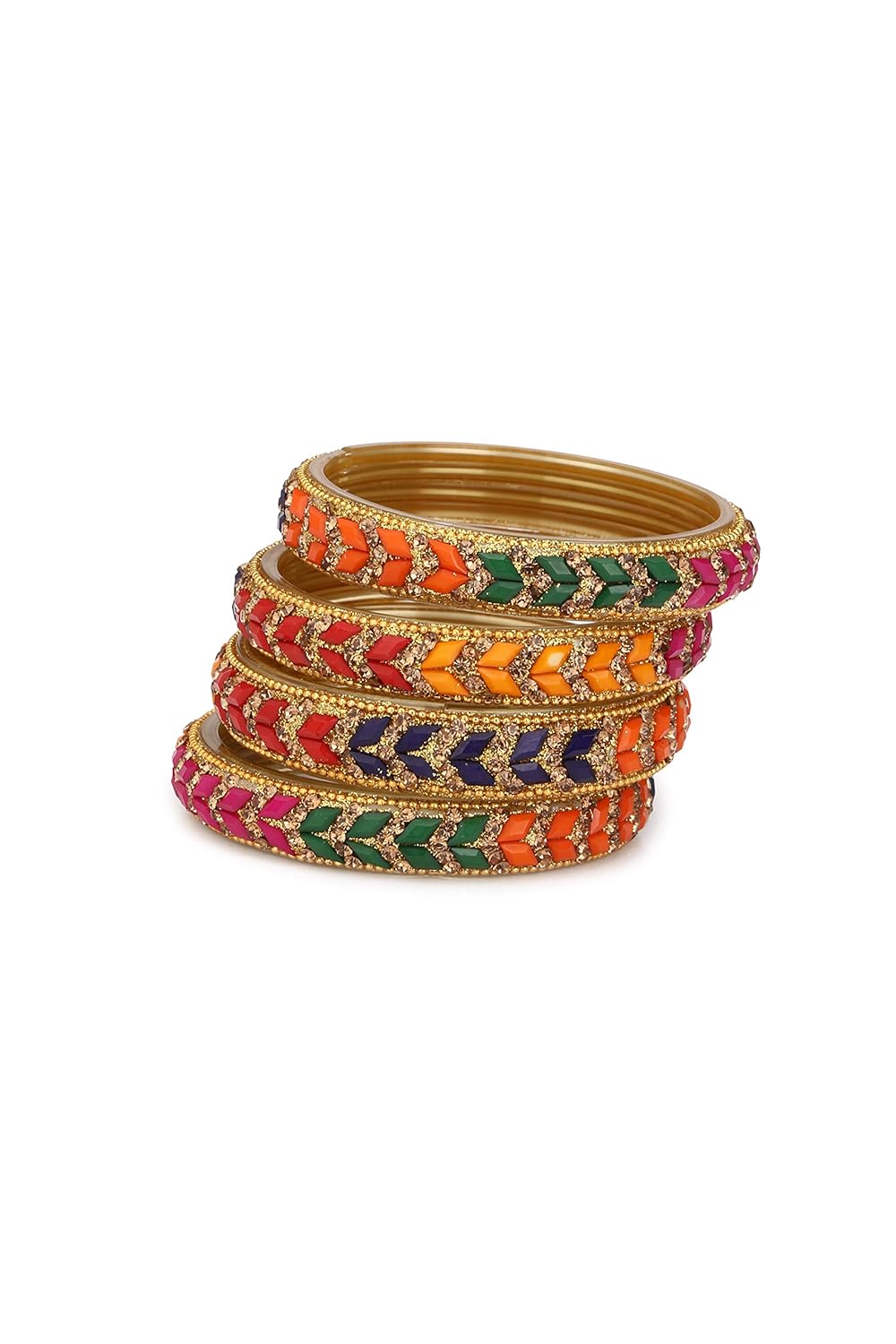 Buy Somil Designer Glass Bangles Kungan Kada Set For Wedding Festival Workplace Party Traditional Designer Ornamented With Stone Golden Multi Colour At Amazon In