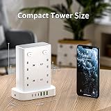 toomke 8 Way Tower Extension Lead with USB C & USB A, 1.8m, 4 Independent view 7