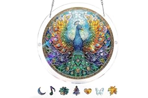 Kaayeewood Acrylic Puzzle for Adult, Colorful Peacock of Radiance Sun Catchers Window Hanging Panel SunCatchers 83 Pieces Puz