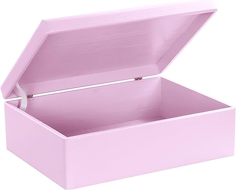 LAUBLUST Große Holzkiste mit Deckel - 40x30x14cm, Rosa, FSC® | Allzweck
