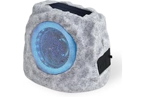 NiceBuy Rock Speakers Outdoor Waterproof Bluetooth Wireless Patio Solar Powered Rock Speaker Pair with RGB Colors and USB Rechargeable Battery for Outside Deck Pool Yard Garden(C)