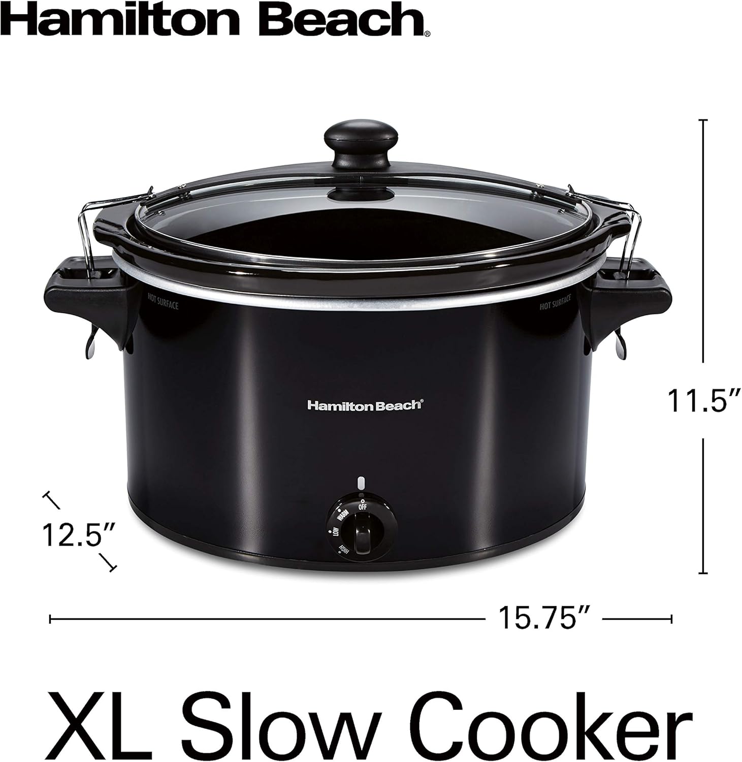 Hamilton Beach Extra-Large Stay or Go Portable 10-Quart Slow Cooker With Lid Lock, Dishwasher-Safe Crock, Black (33195): Kitchen & Dining