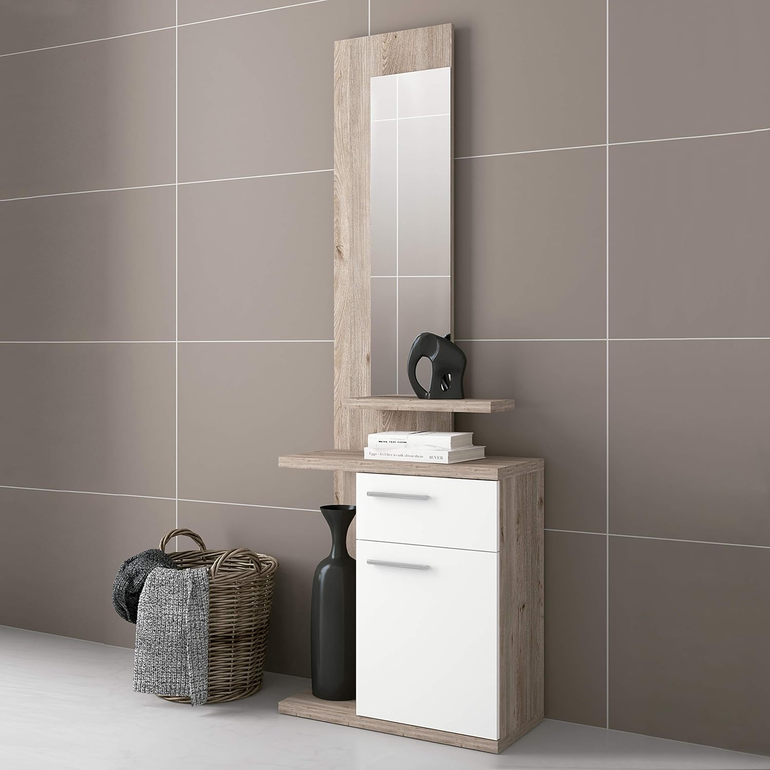 HomeSouth - Recibidor con un cajón y una Puerta, Mueble de Entrada con Espejo
