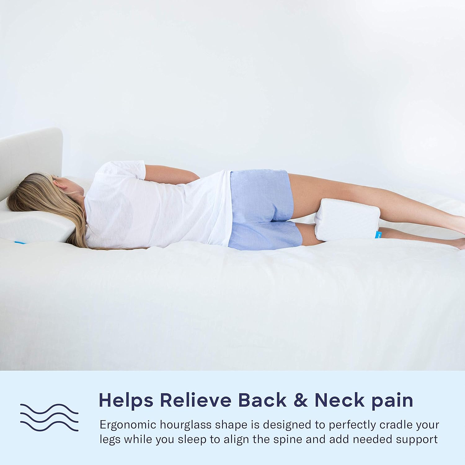 Luna Orthopedic Knee Pillow for Sciatica Relief, Back Pain, Leg Pain, Pregnancy, Hip and Joint Pain | Memory Foam Wedge Contour for Side, Back & Side Sleepers | CertiPUR-US Certified & Designed in USA: Home & Kitchen