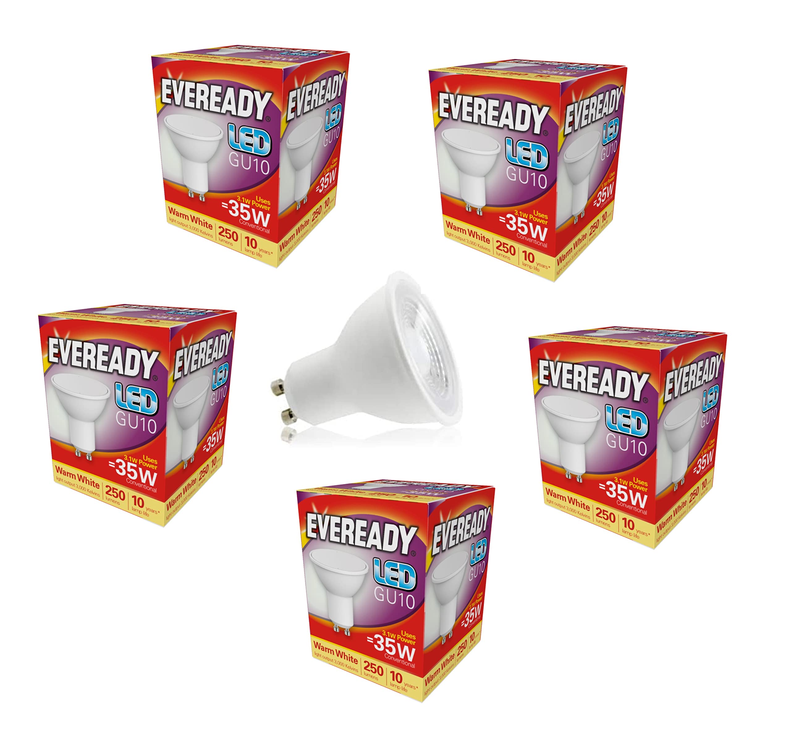 EVEREADY LED GU10 235LM Warm White, Pack of 5