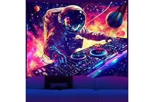 NYZE Blacklight Tapestry Music Wall Tapestry Space Art Colourful Design Tapestries for Hip Hop College Dorm Room Bedroom Wall Decor 79in×59in