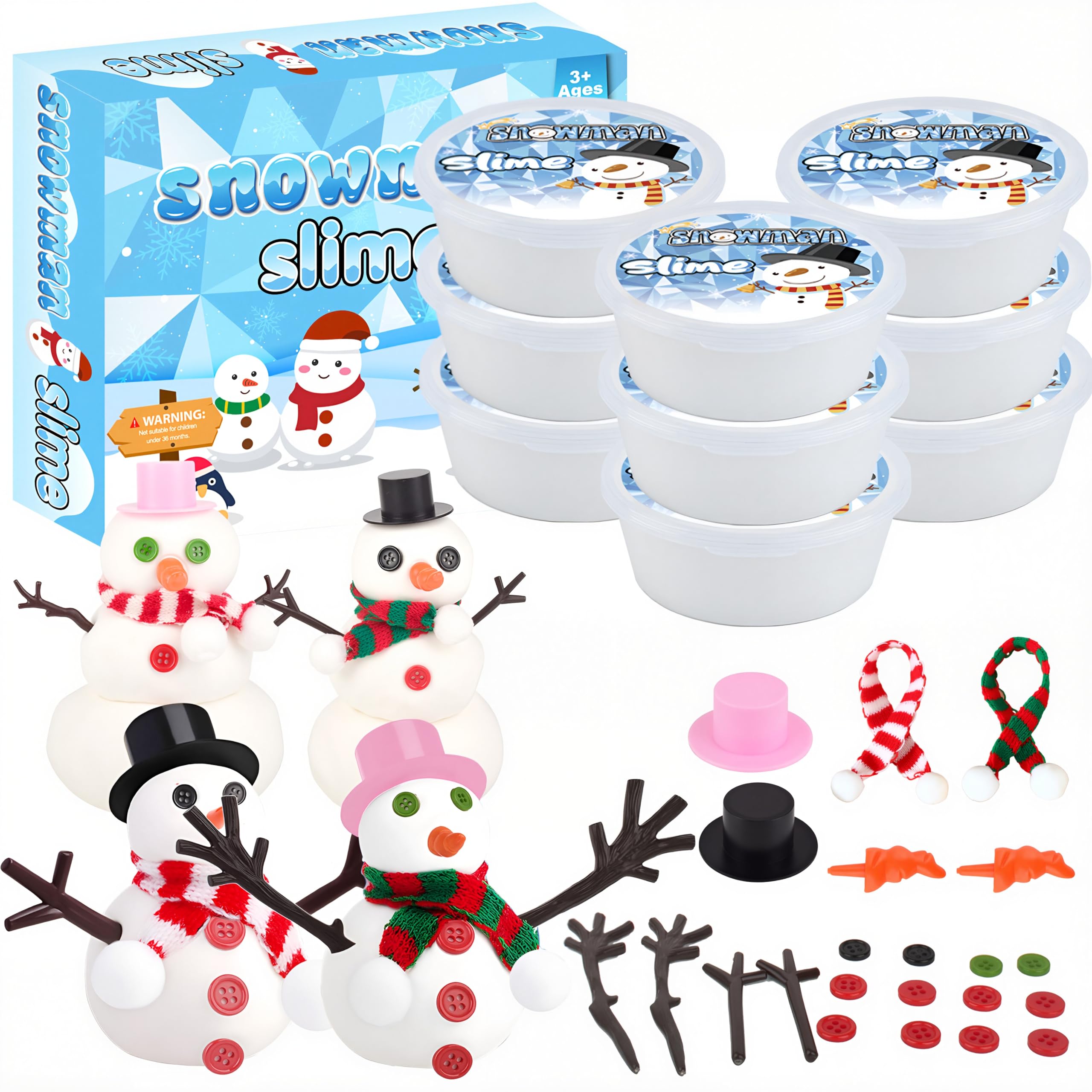 Do You Want to Build a Snowman,9 Pack Putty Slime Kit with Snowman Accessories,Build, Melt & Rebuild Fun,Desk Toy for Kids,Christmas Stocking Stuffer