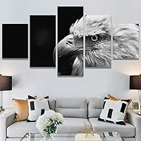 SIGNWIN 5 Panel Canvas Wall Art Expressive Eagle for Home Decorations Ready to Hang - 60