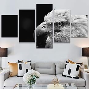 SIGNWIN 5 Panel Canvas Wall Art Expressive Eagle...