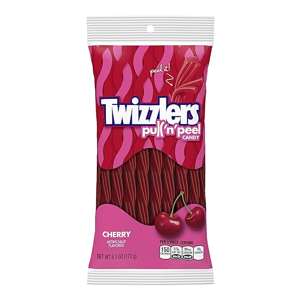 TWIZZLERS PULL ‘N’ PEEL LICORICE CANDY, CHERRY, 6.1 OUNCE