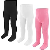 SPTRAMLE Baby Girls Tights, Leggings Stockings for Newborn Toddler Girls(0-24 Months),3 Pack Infant Knit Cotton Pantyhose