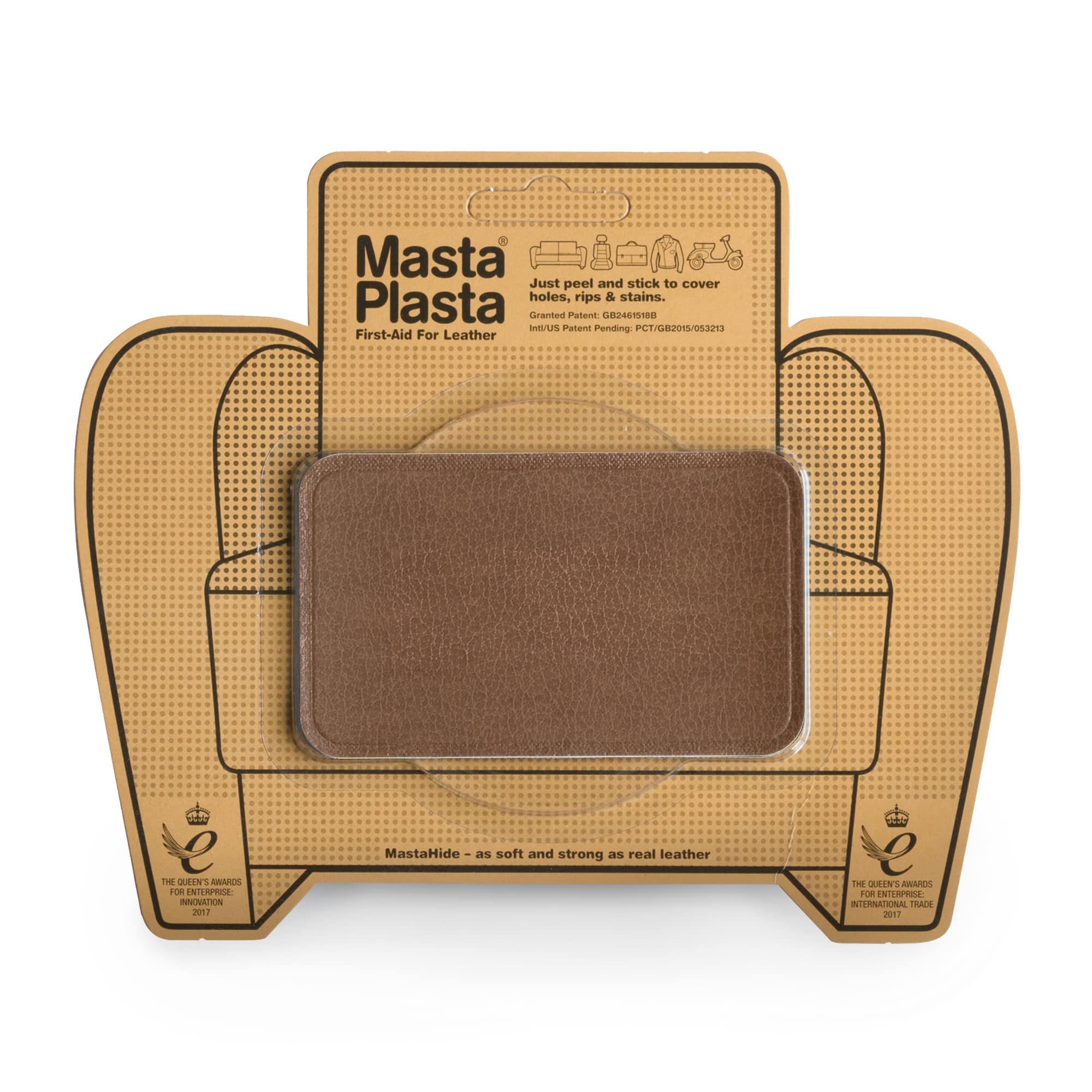 MastaPlasta Premium Easy All-in-One Leather Repair Kit. Leather Patches for Sofas Self Adhesive - Tan 10cm x 6cm (4in x 2.4in). Upholstery Leather Repair Patch for Car Seats, Chairs, DIY, Craft