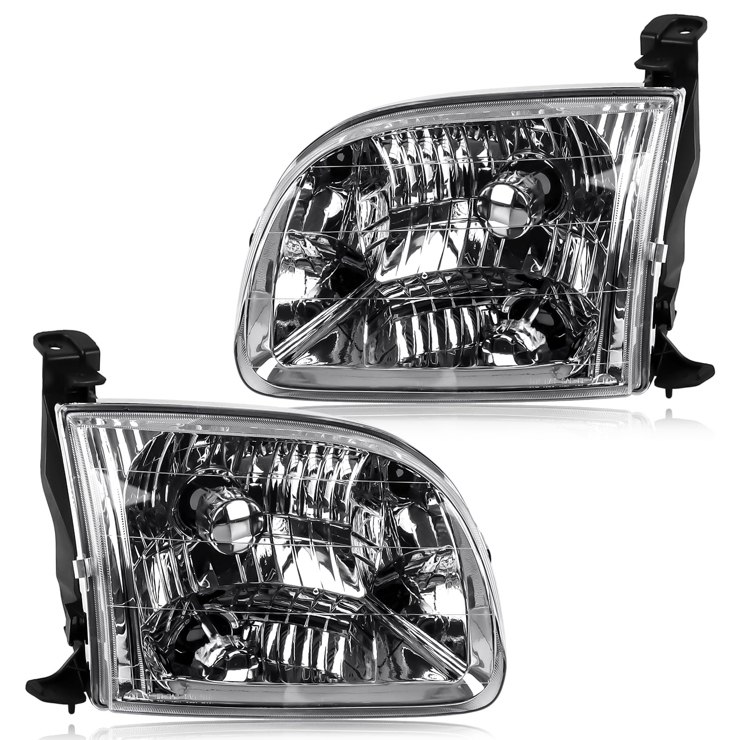 Photo 1 of Headlights assembly Compatible with Toyota 2000 2001 2002 2003 2004 Tundra Regular/Access Cab Headlamps, OE-Style Replacement for 81150-0C010 81110-0C010, Chrome Housing