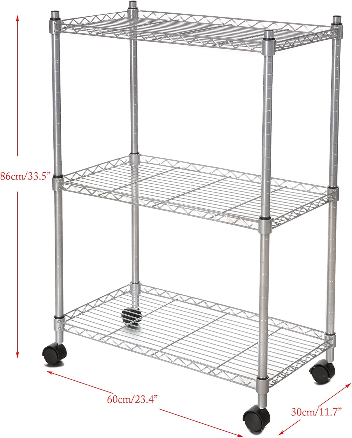 Homdox 3Tire Heavy Duty Shelves Storage Organizer Wire Shelving Unit Rolling Cart Rack with