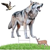 Qualirey Coyote Decoy for Geese Deterrent | 27.5 x 26 Inch 2D Flat Outdoor Visual Scare Decoy, with H-Shaped Ground Stake for Geese, Deer, Rabbits and Seagulls