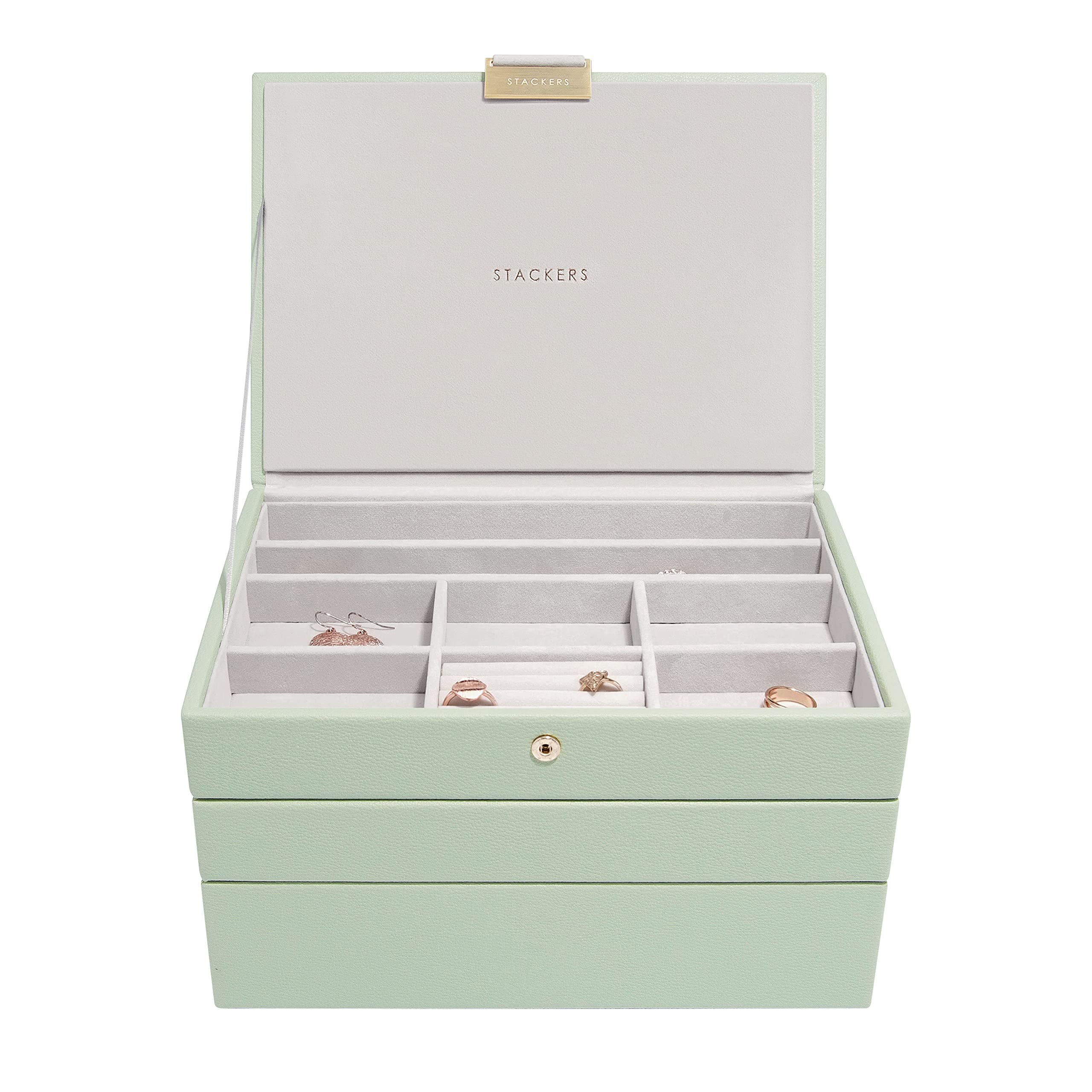 Stackers Sage Green Classic Medium Jewellery Box - Set of 3