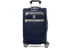 Travelpro Platinum Elite Softside Expandable Carry on Luggage, 8 Wheel Spinner Suitcase, USB Port, Suiter, Men and Women, Dark Blue, Carry On 21-Inch