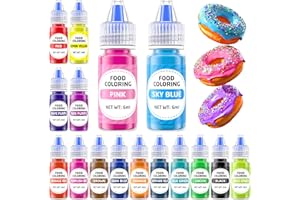 WAYIN Food Coloring Cake Decorating Set - 16 Vibrant Color Food Grade Food Dye Liquid Edible Tasteless Concentrated Neon Icing Colors for Baking Macaron Frosting Fondant Cookie-6 ml/Bottles