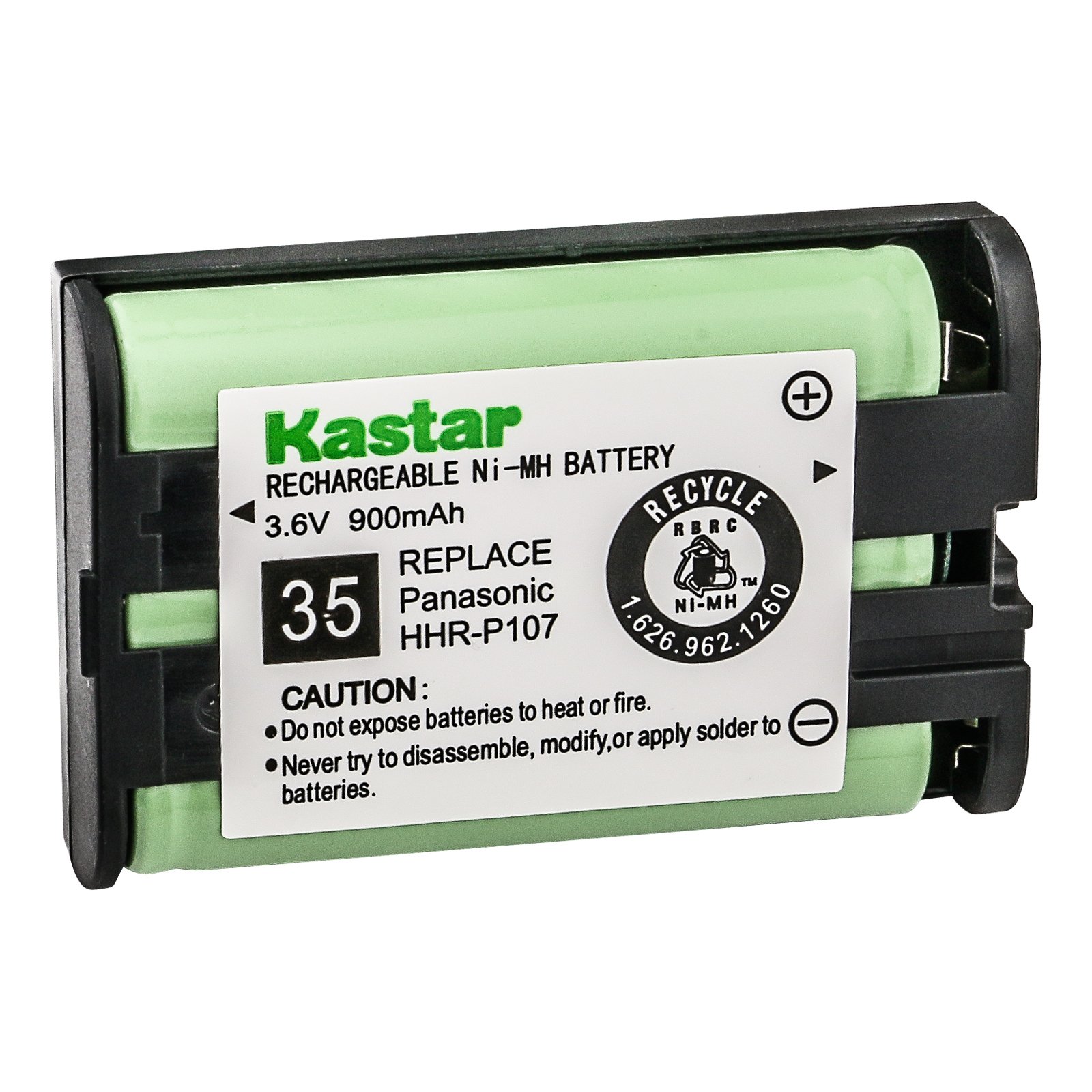 Photo 1 of Kastar HHR-P107 Battery, Type 35, NI-MH Rechargeable Cordless Telephone Battery 3.6V 900mAh, Replacement for Panasonic HHR-P107, HHR-P107A, HHR-P107A/1B (Detail Models in The Description)