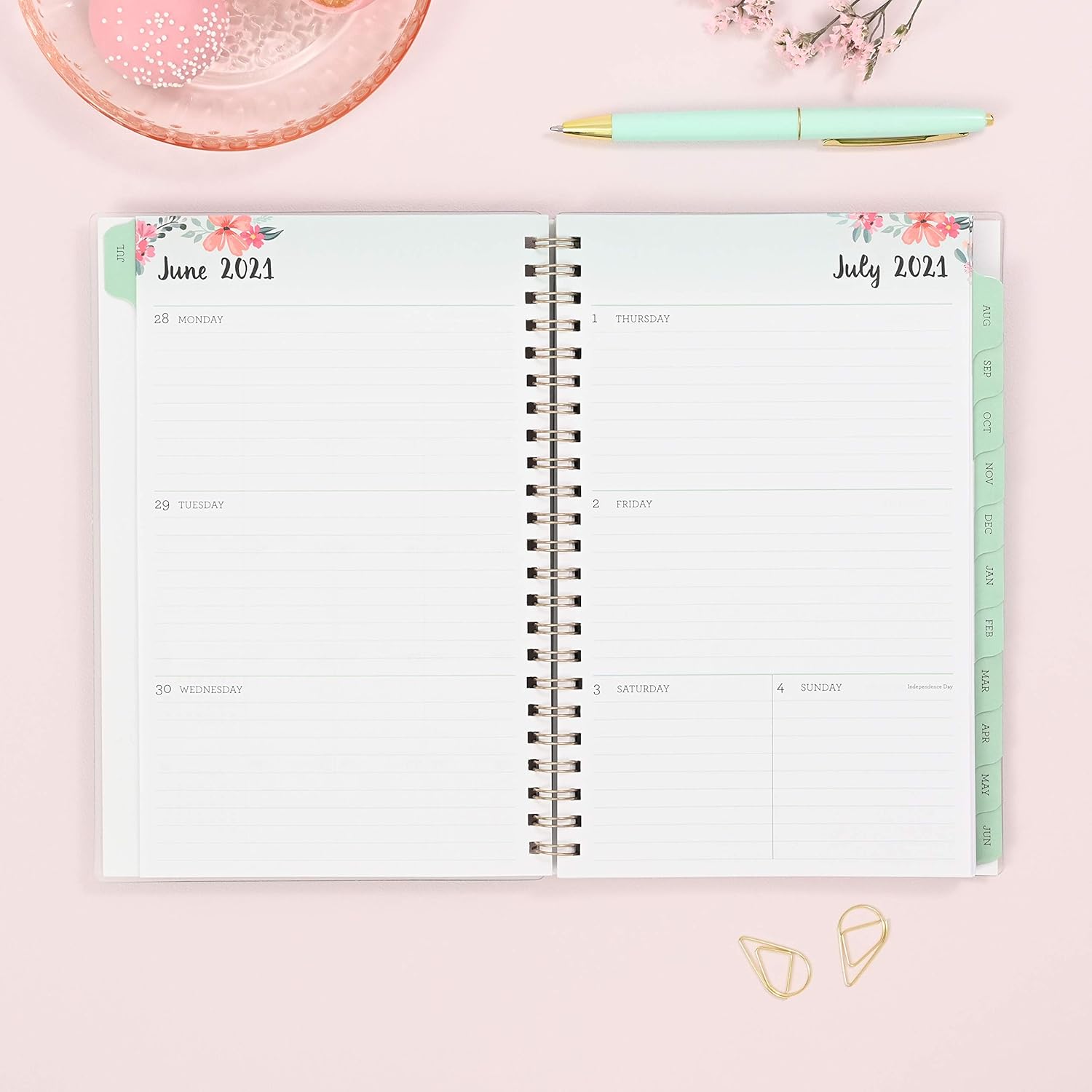 Blue Sky 2021-2022 Academic Year Weekly & Monthly Planner, 5" x 8", Frosted Flexible Cover, Wirebound, Laurel (131949): Office Products