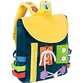 Busy Board - Toddler Backpack with Buckles and Learning Activity Toys - Develop Fine Motor Skills and Basic Life Skills - Learn to Tie Shoes - Children's Travel Toy