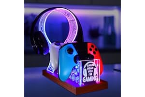 YuanDian Gamer Gifts for Teenage Boy, Can't Hear You I'm Gaming Headset and Controller Stand, Acrylic Wooden Controller Holde