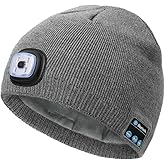 Wmcaps Unisex Bluetooth Beanie with LED Light, Fleece Lined Winter Hat with Headphones Speaker, Tech Gifts for Men Women Teen