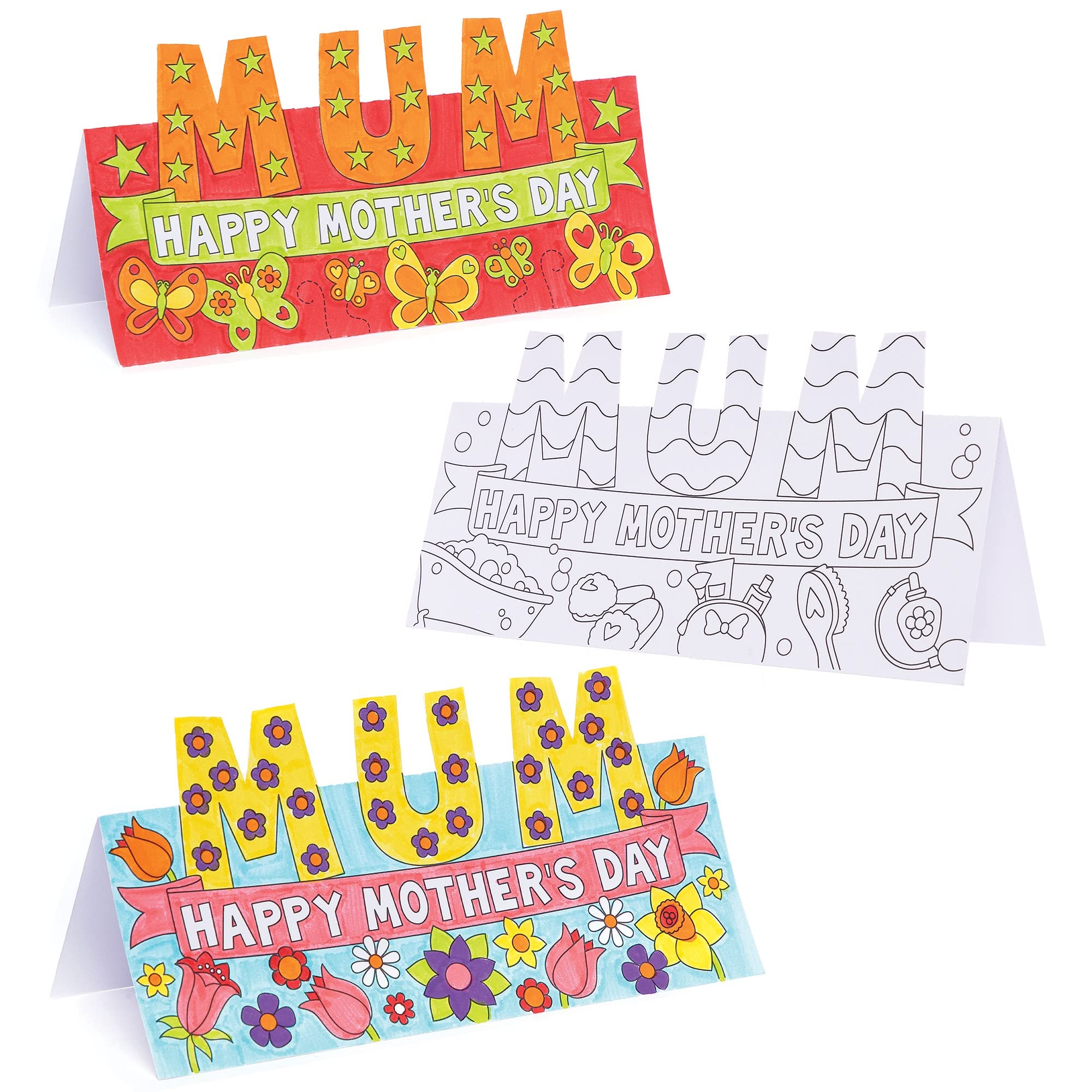 Baker Ross Super Mum Colour in Cards - Pack of 10, Mothers Day Craft Kit, Craft for Kids (AX714)