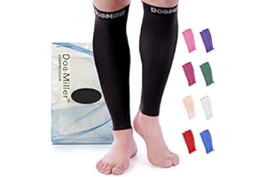 Doc Miller Compression Calf Sleeve for Men & Women, Premium Medical Grade, 15-20mmHg Graduated Support for Running, Calf Tear, Shin Splints, Knee High, Calf Sleeves, 1 Pair