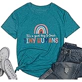 Preschool Teacher Tee Shirts for Women Teacher Life Shirts Rainbow Graphic Tops Funny Teachers Gift Teach Tshirt