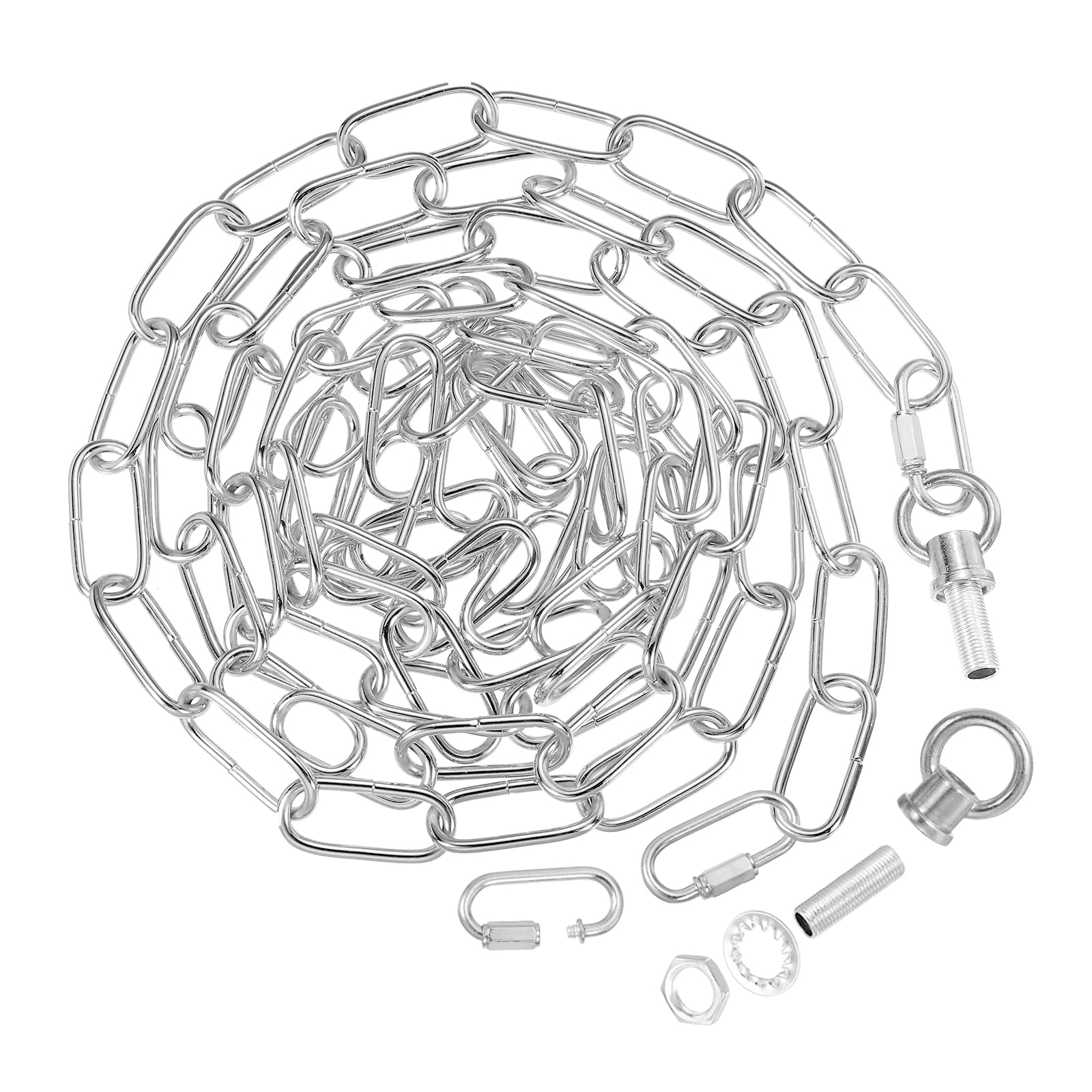 PATIKIL 10 Feet Lighting Chain for Hanging Lamp, Chandelier Chain Light Fixture Chain Load Capacity 65 Lbs for Pendant Light, Ceiling Fan, Silver — image 1