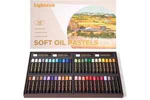 LIGHTWISH Professional Oil Pastels, 48 Vibrant Colors Plus 4 White, Set of 52, Creamy and Pigmented Artist Soft Oil Pastels for Blending, Layering & Shading