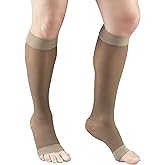 Truform Sheer Compression Stockings, 15-20 mmHg, Women's Knee High Length, Open Toe, 20 Denier, Taupe, 3X-Large