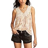 Lucky Brand Womens Printed Lace Trim Tank