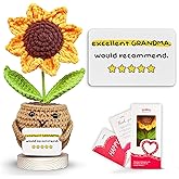 Gossby Positive Sunflower Doll Crochet with Card - Excellent Grandma Would Recommend - Gift for Grandma from Granddaughter, Grandson, Grandkid - Mothers Day, Christmas, Birthday Gift for Grandmother