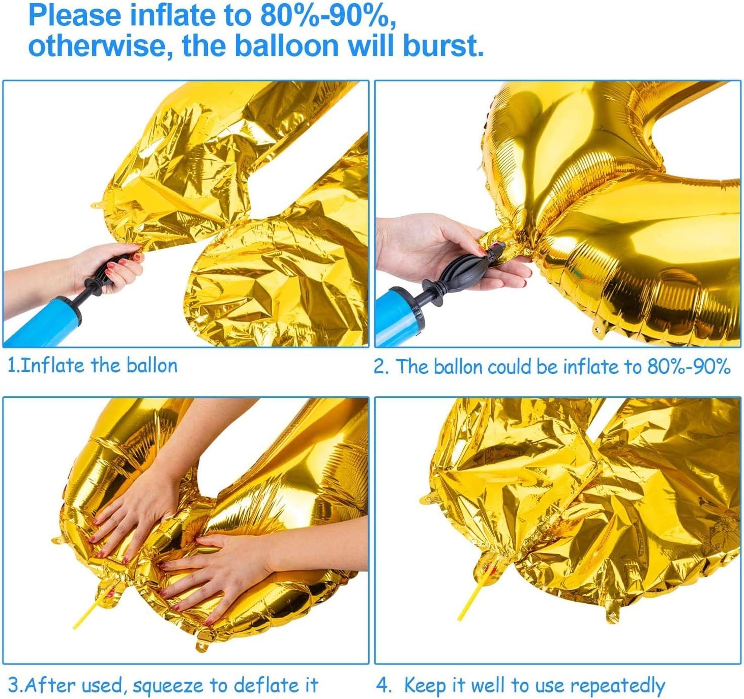 Gold 0 balloons 40 Inch Giant Helium Foil Number 0 to 9 Gold Balloon Birthday Wedding Party Digital Decorations (Number 0) - Image 4