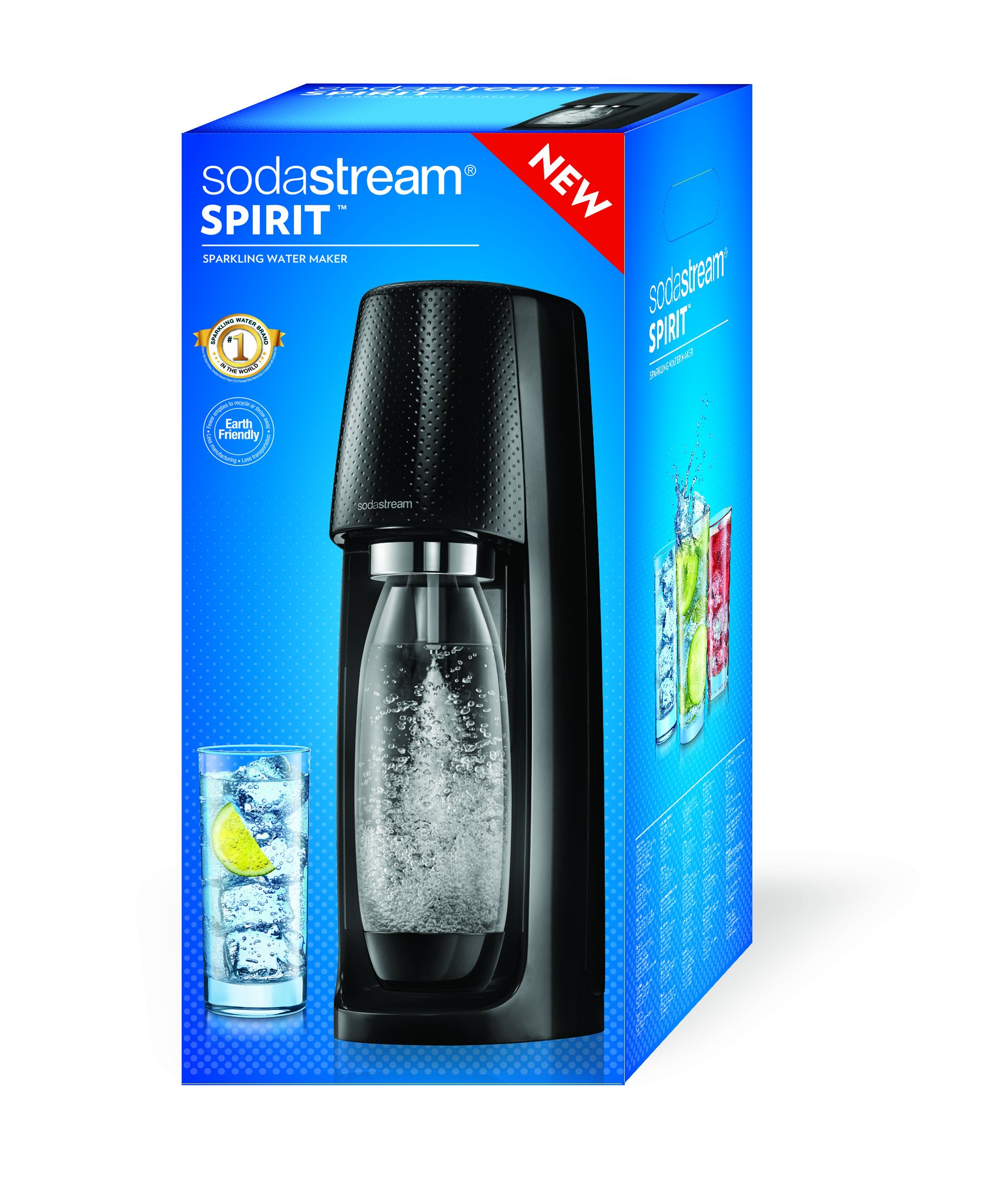 SodaStream Spirit Sparkling Water Maker black with 1 l bottle & 60 l