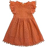 Cabahata Toddler Girls Lace Dress Pom Pom Ruffle Sleeve Kids Party Birthday Princess Dresses for Age 12 Months-5 Years