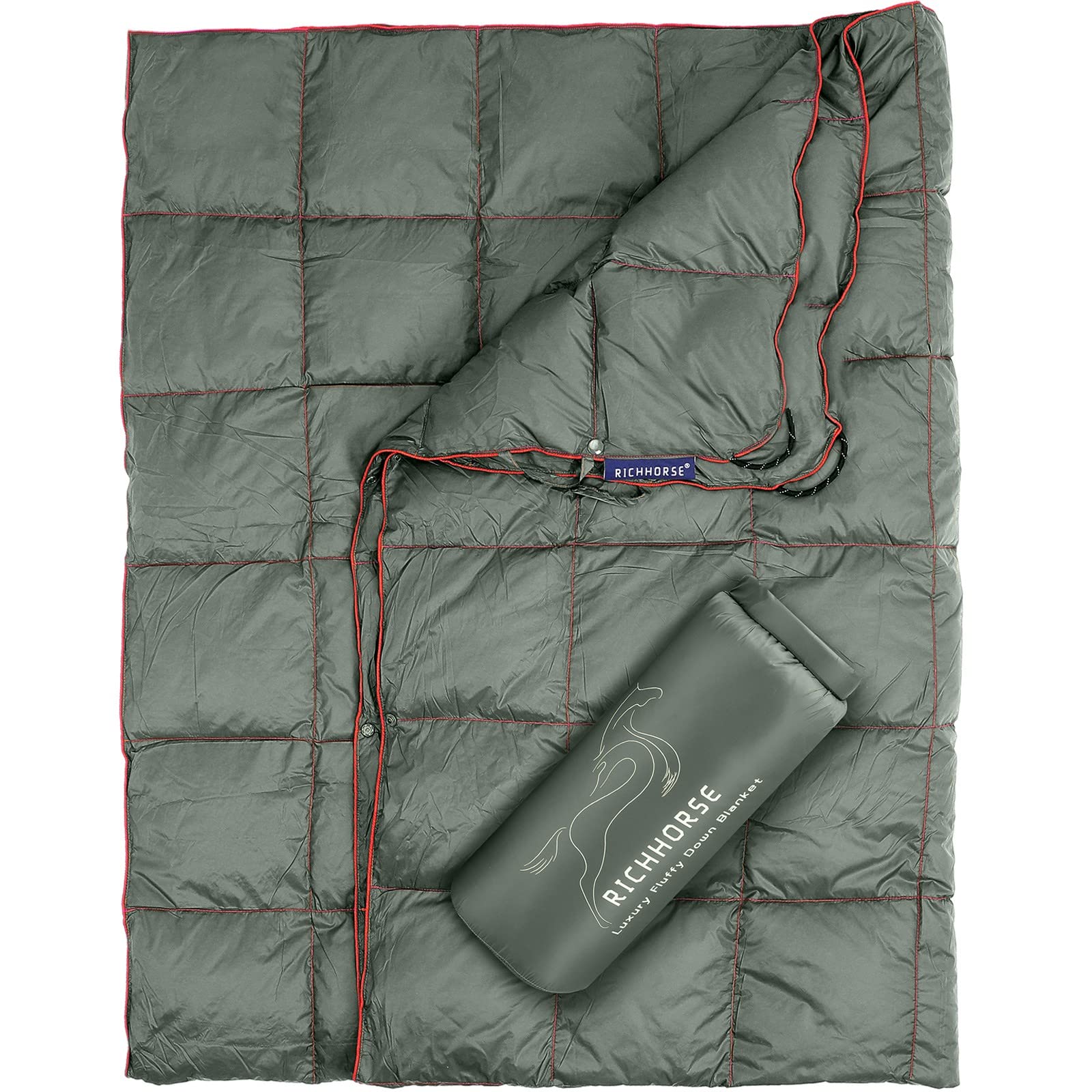 Photo 1 of RICHHORSE Down Camping Blanket - Camp Blanket, Lightweight, Packable, Puffy, Wearable, Water Resistant, Backpacking Quilt for Outdoor Camping, Travel and Hiking