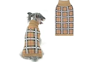 PUPTECK Dog Sweaters for Large Medium Small Dogs - Fall Classic Plaid Style Puppy Holiday Winter Coat Clothes for Female Girl Male Boy Warm