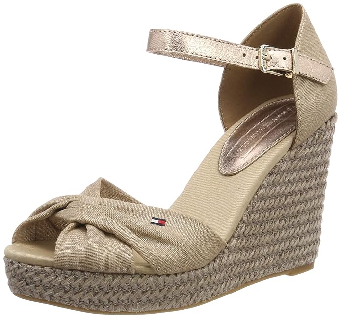Tommy Hilfiger Damen Iconic Elena Metallic Canvas Plateausandalen