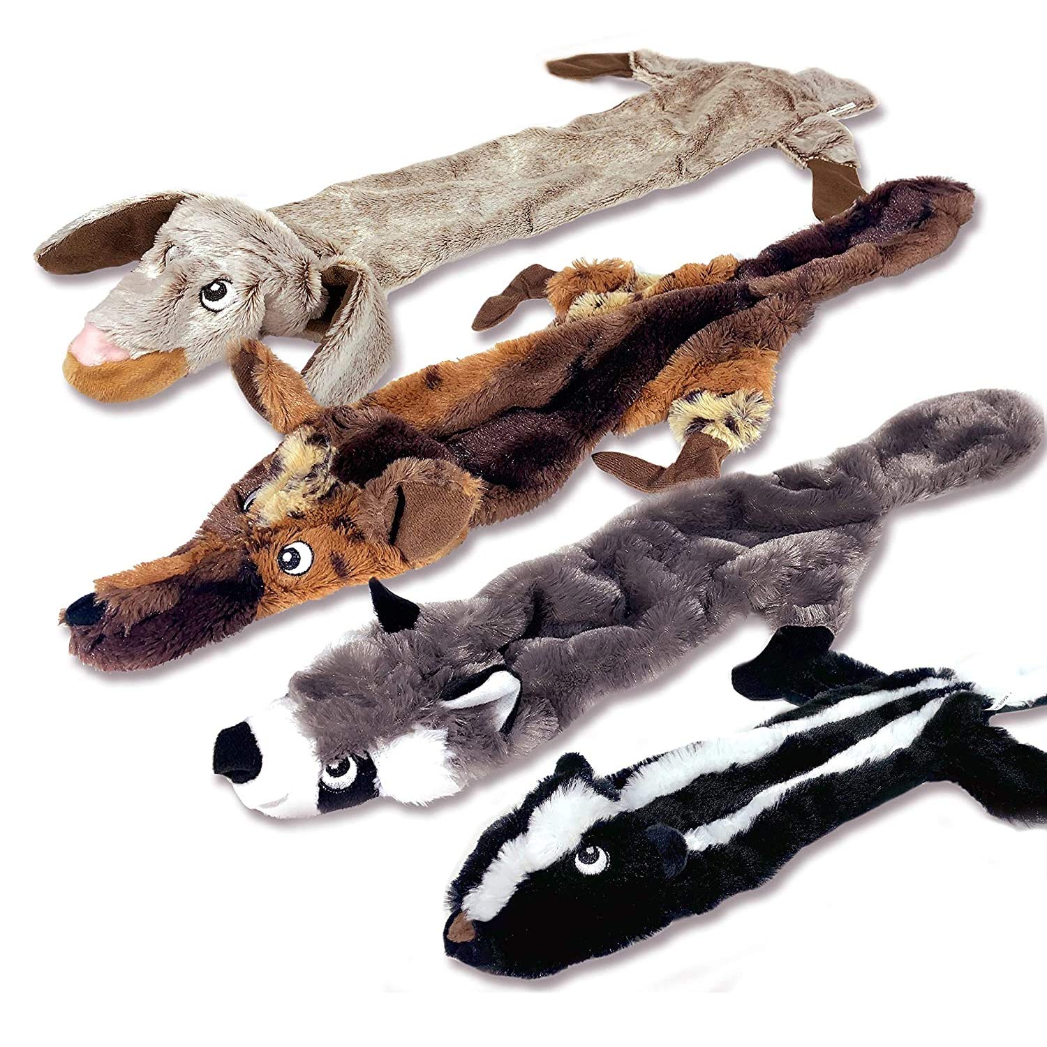 Bojafa Squeaky No-Stuffing Dog Toys: 4-Pack Plush Puppy Toy for Boredom - Durable for Small Medium Large Breed Playing/Chewing Indoor