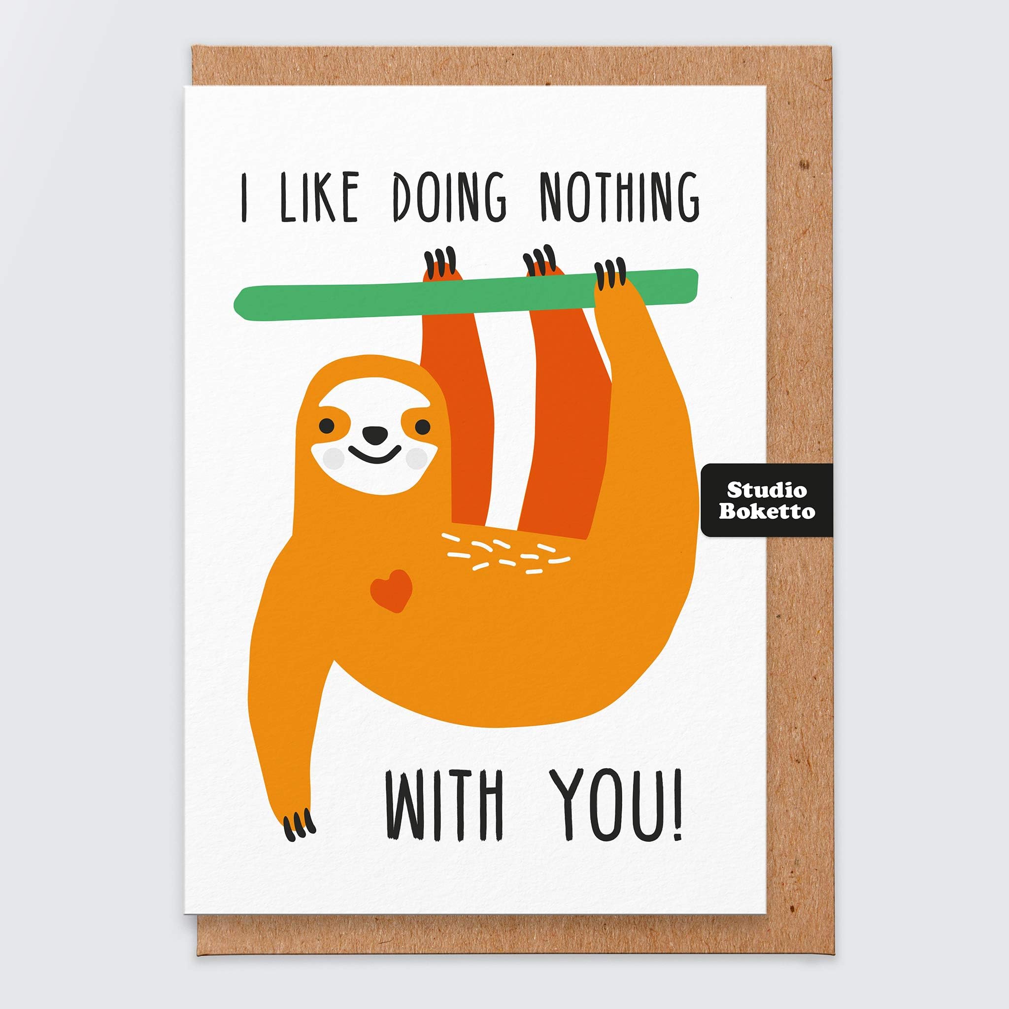 Boyfriend Valentines Card Funny - Sloth Valentines Card - Sloth Card for Couple - Funny Valentines Day Card - I Like Doing Nothing with You - I Love You Card - Valentines Gifts