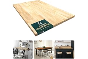 Bme Hevea Solid Wood Butcher Block Countertop, Wood Table Top, Butcher Block Desk Table Top for DIY Kitchen Island, Washer Dryer, or Workstation – Unfinished - 60" L x 30" W x 1.5" Th