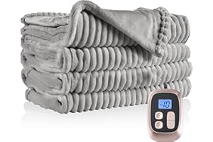 DUODUO Electric Heated Blanket 72"x84" Full Size with 10 Heating Levels and 12 Hours Auto-Off Large Oversized Heating Blanket with Soft Plush Fabric for Bedding - Grey
