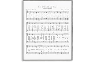 Stupell Industries It is Well with My Soul Vintage Sheet Music Grey Framed Wall Art, 16x20, Design by Artist Lettered and Lined