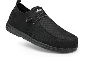 perunvie Steel Toe Shoes for Men | Men's Loafers & Slip-Ons | Composite Toe Non-Slip Puncture Proof Work Safety Shoes Comfy & Light-Weight for Construction & Warehouse