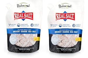 Redmond Real Sea Salt - Natural Unrefined Gluten Free Coarse, 16 Ounce Pouch (2 Pack)